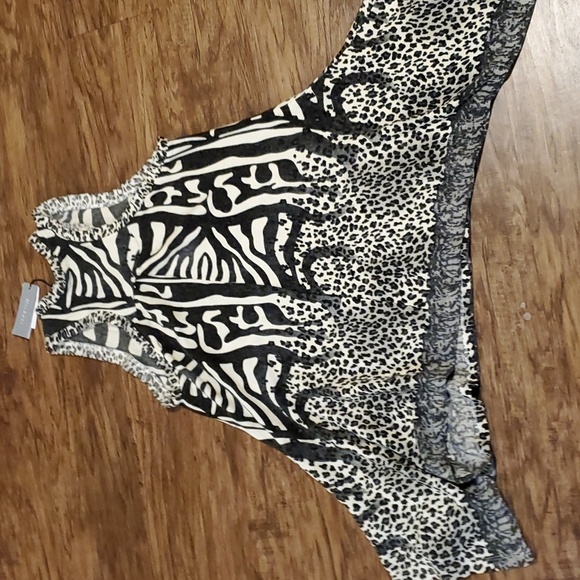 MECHANT sz M cool graphic print ruffled edge swing tank top ART TO WEAR NWT - Picture 4 of 6